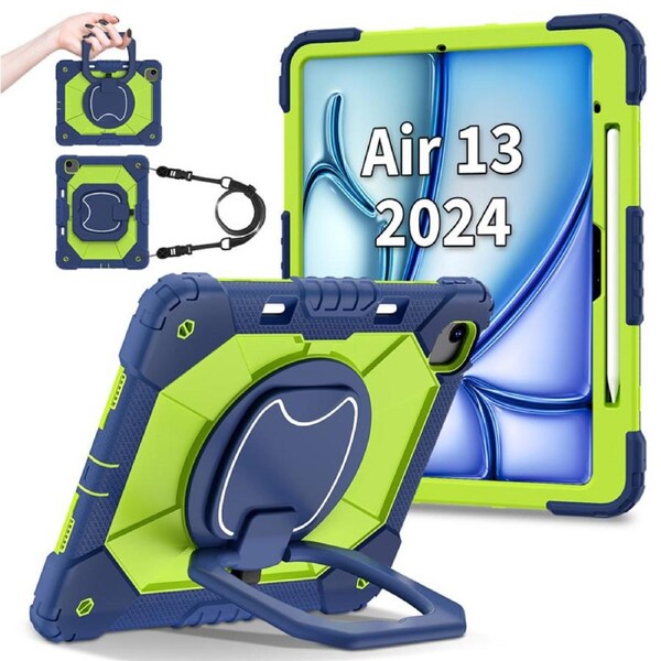 Catzon Tablet Case for iPad Air 13Inch M2 / M3 Shockproof Case with Strap-NavyBlueGreen