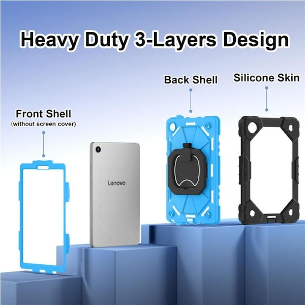 Catzon Tablet Case for Lenovo Tab One / K9 8.7 Inch Shockproof Case with Strap-BlackBlue