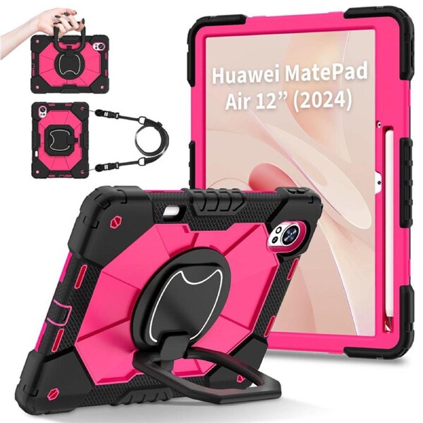 Catzon Tablet Case for Huawei MatePad Air 12In Shockproof Case with Strap-BlackRosyRed