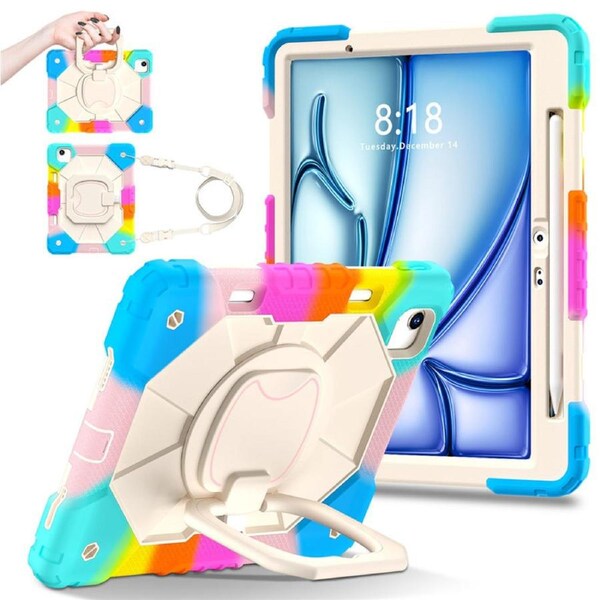 Catzon Tablet Case for iPad Air 11Inch M2 / M3 Shockproof Case with Strap-ColorfulBlue