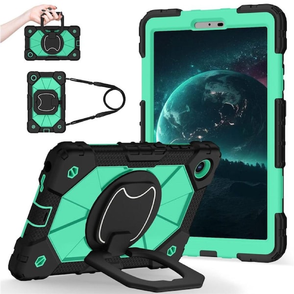Catzon Tablet Case for Lenovo Tab One / K9 8.7 Inch Shockproof Case with Strap-BlackMintGreen