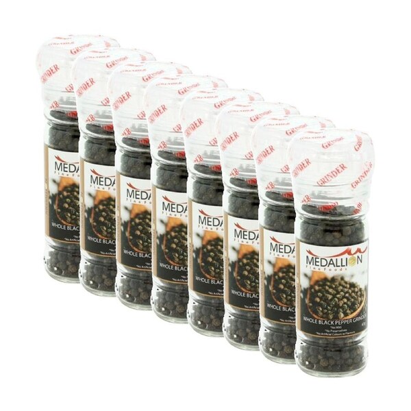 8PK Medallion Whole Peppercorn Black Pepper Mill Grinder Cooking Condiment 47g