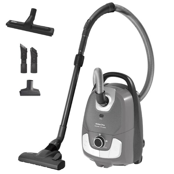 Akitas C11 2200W Bagged Vacuum Cleaner -7m Power Cord & 10m Working Radius 70dB Quiet Operation, Extra Floor Brush, Adjustable Suction, Large Capacity, for Hard Floors & Carpets