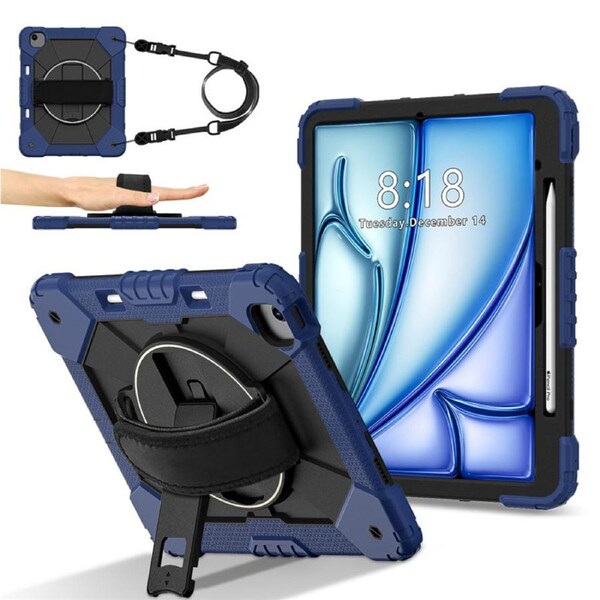 Catzon Tablet Case for iPad Air 13Inch M2 / M3 Shockproof Case with Strap-NavyBlueBlack