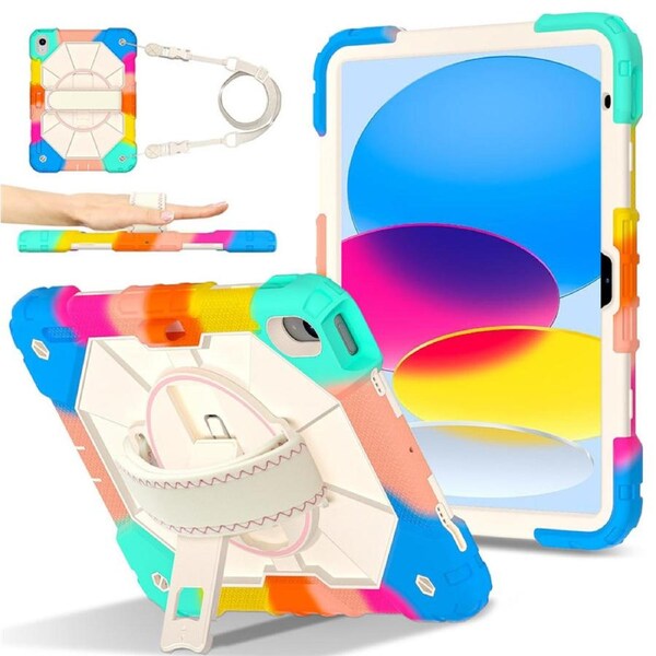 Catzon Tablet Case for iPad A16 11th / iPad 10th 10.9 Shockproof Case with Strap-ColorfulBlue