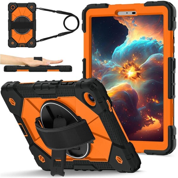 Catzon Tablet Case for Lenovo Tab One / K9 8.7 Inch Shockproof Case with Strap-BlackOrange