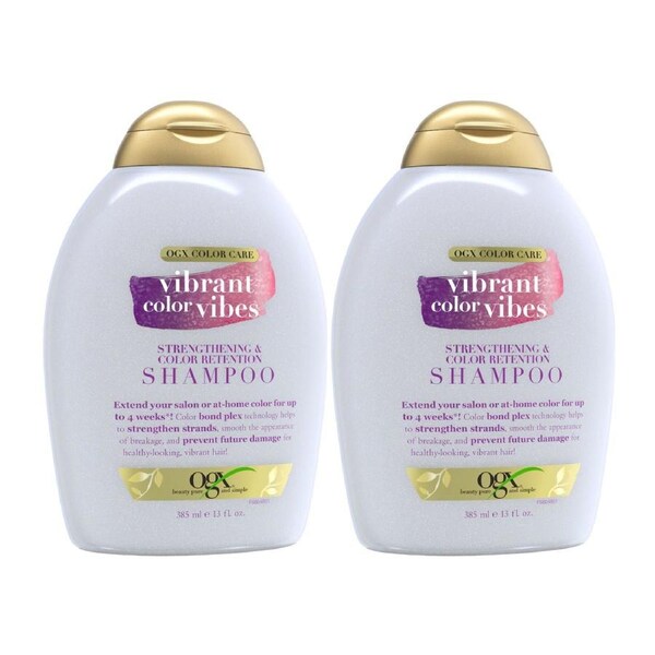 OGX Vibrant Color Vibes Strengthening Shampoo 385mL – Color Treated Hair (Pack of 2)