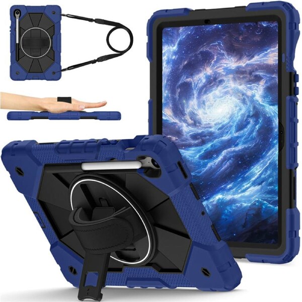 Catzon Tablet Case for Samsung Galaxy Tab S9 / S9FE / S10FE / S10 Lite Shockproof Case with Strap-NavyBlueBlack