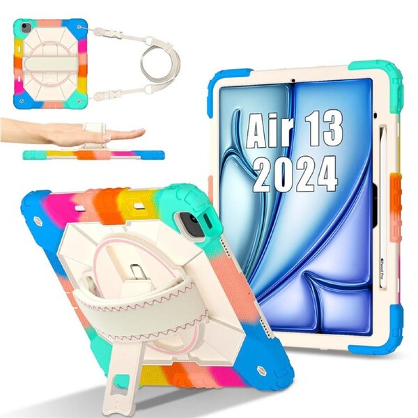 Catzon Tablet Case for iPad Air 13Inch M2 / M3 Shockproof Case with Strap-ColorfulBlue