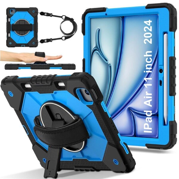 Catzon Tablet Case for iPad Air 11Inch M2 / M3 Shockproof Case with Strap-BlackBlue