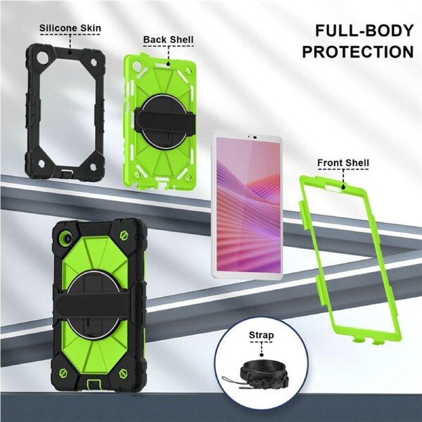 Catzon Tablet Case for Lenovo Tab One / K9 8.7 Inch Shockproof Case with Strap-BlackYellowGreen