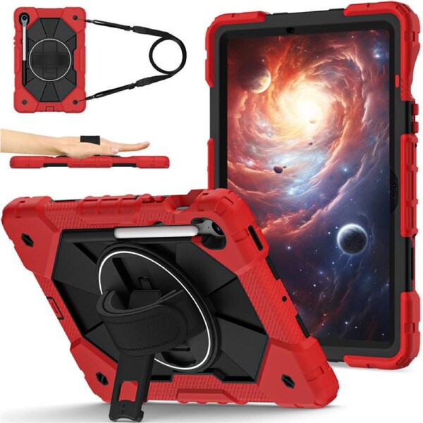 Catzon Tablet Case for Samsung Galaxy Tab S9 / S9FE / S10FE / S10 Lite Shockproof Case with Strap-RedBlack
