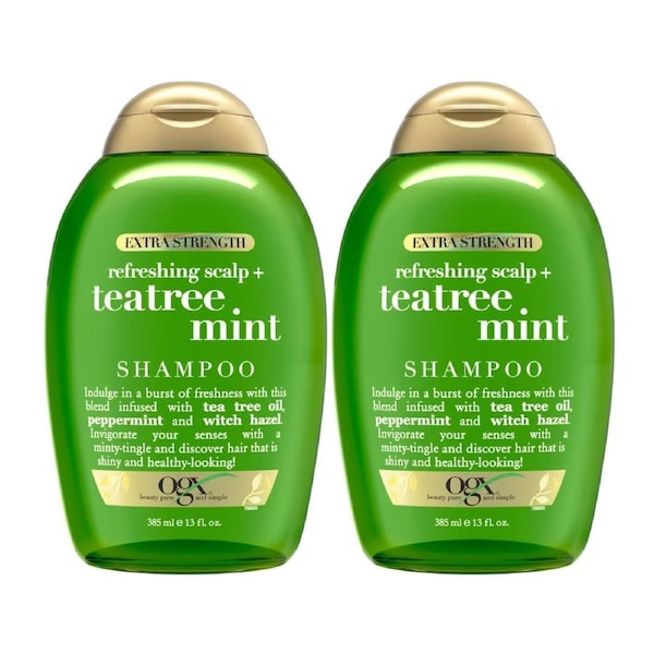 OGX Refreshing Scalp + Tea Tree Mint Extra Strength Shampoo 385mL – Pack of 2