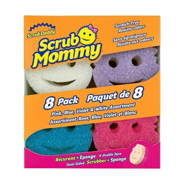 8pc Scrub Daddy Mommy Dual-Sided Cleaning Sponges Multicolour