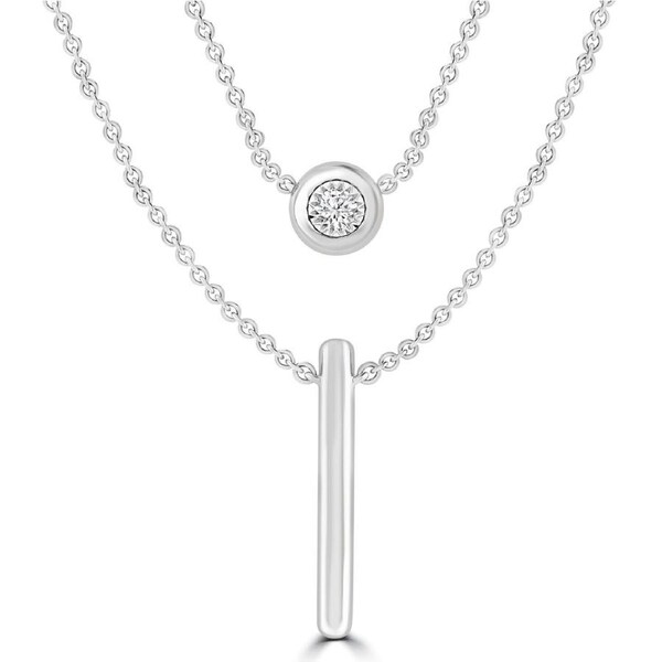 Double layer Necklace with 0.10ct Diamonds in 9K White Gold