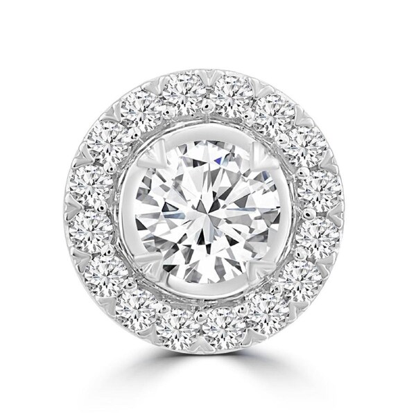 Halo Stud Pendant with 0.33ct Diamonds in 9K White Gold - PF-6140-W