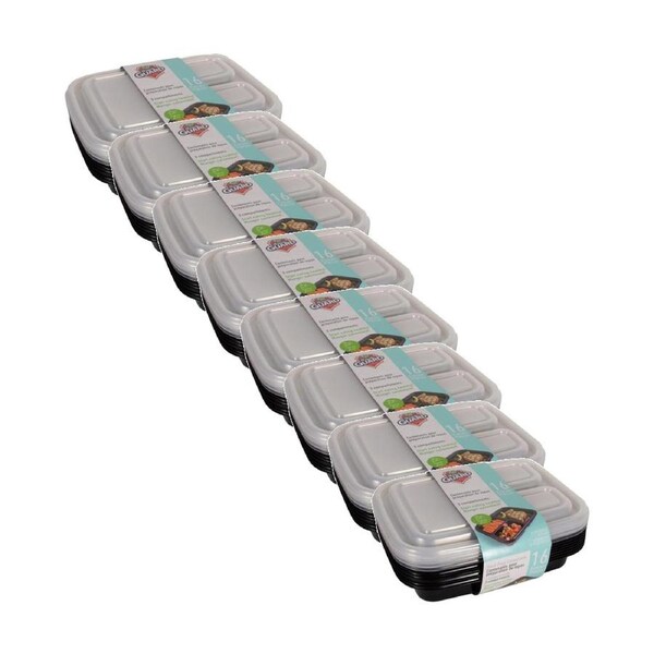 8x 20pc Fresh Guard Plastic Bento Style Containers W/ 3 Sections 1L