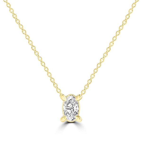 Diamond Oval Necklace with 0.25ct Diamonds in 9K Yellow Gold