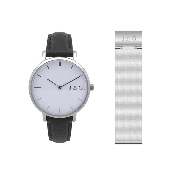 Jag Camden Black Leather Watch and Mesh Strap Set 32mm Watch