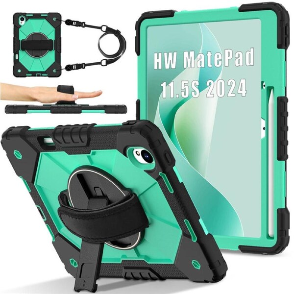 Catzon Tablet Case for Huawei MatePad 11.5s Shockproof Case with Strap-BlackMintGreen