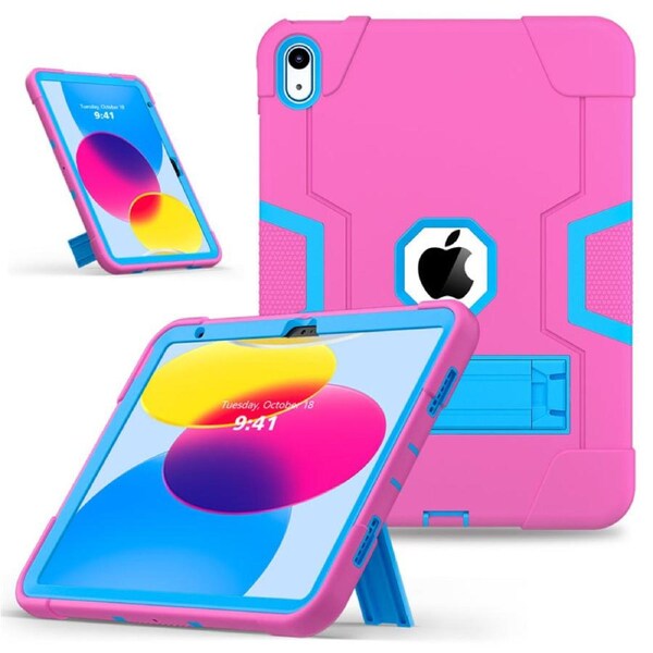 Catzon Tablet Case for iPad A16 11th / iPad 10th 10.9 Shockproof Case-RosyRedBlue