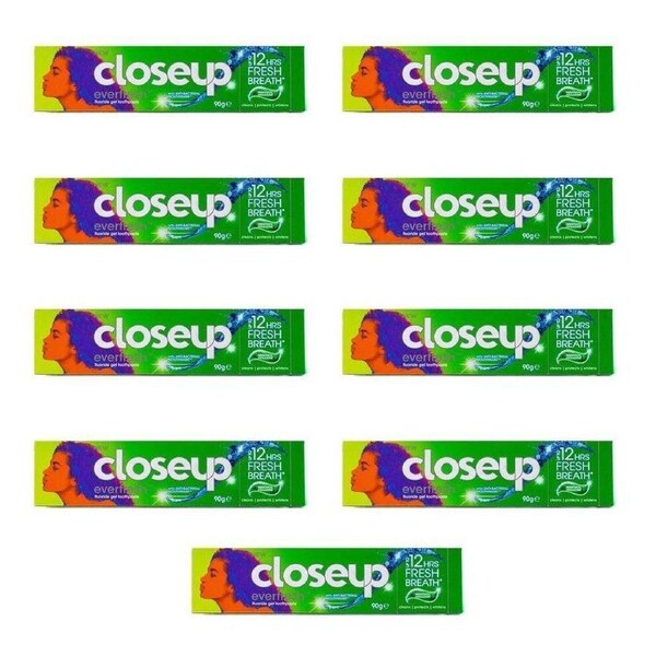 9 Pack Closeup Everfresh Menthol Paradise Toothpaste 90g - Cooling Fresh Breath, Whitening & Antibacterial Care