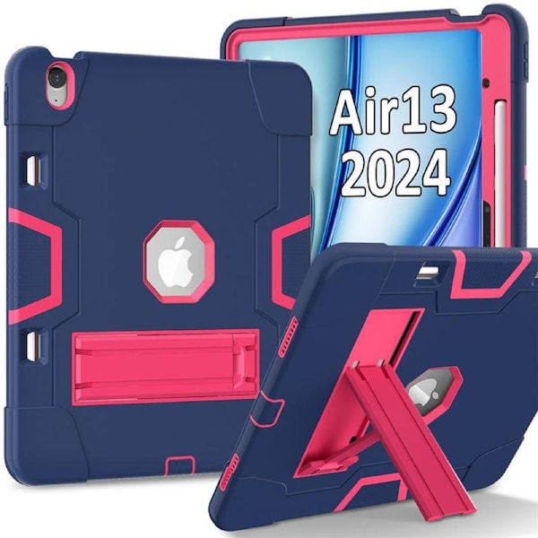 Catzon Tablet Case for iPad Air 13Inch M2 / M3 Shockproof Case-NavyBlueRed