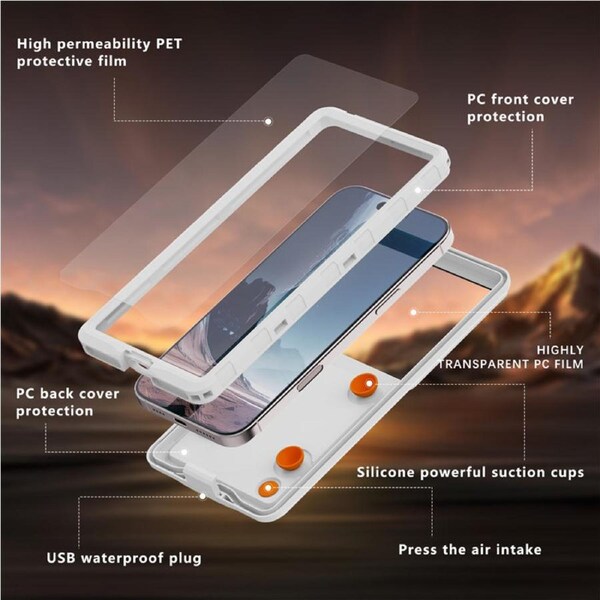 Catzon Waterproof Phone Case Snorkeling Diving Phone Case for iPhone Samsung Google Moto Up to 6.9In-White