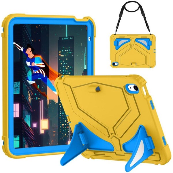 Catzon Tablet Case Panther for iPad A16 11th / iPad 10th 10.9 Shockproof Case with Strap-YellowBlue
