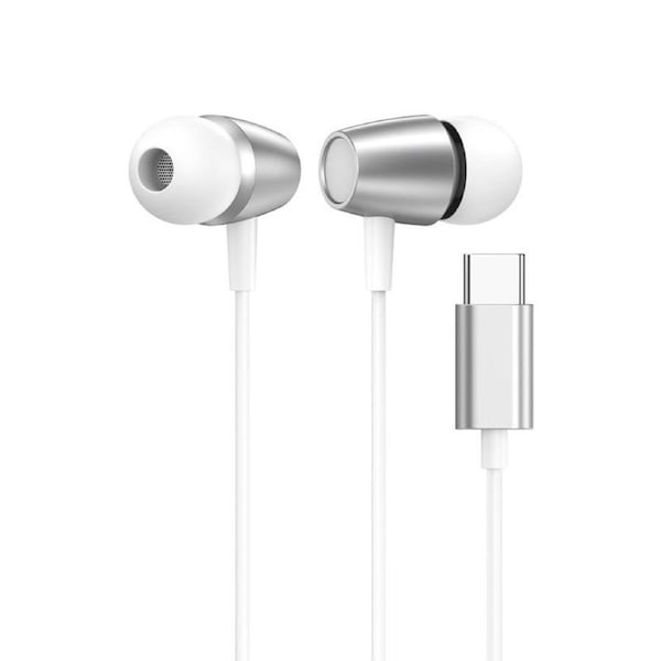 [DUAUSBU952WHI] DULL Co. Wired Earphones with Microphone with USB-C and Inline Track Controls