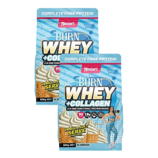 Maxines Burn Whey & Collagen Vanilla Soft Serve 800g x2