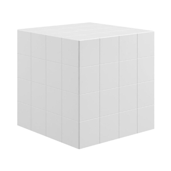 Design Square Mireya Wooden Cube Nightstand Bedside Storage Table Olive White