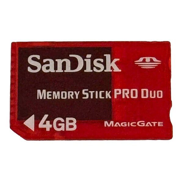 Red Sandisk 4GB Sony PSP Memory Stick Pro Duo Memory Card Camera Memory Genuine (Preowned)