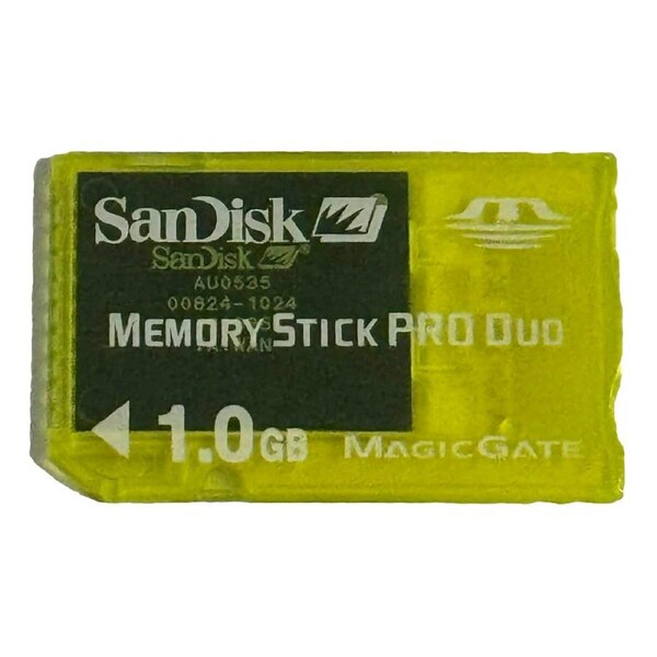 Yellow Sandisk 1GB Sony PSP Memory Pro Duo Memory Card Camera Memory Genuine (Preowned)