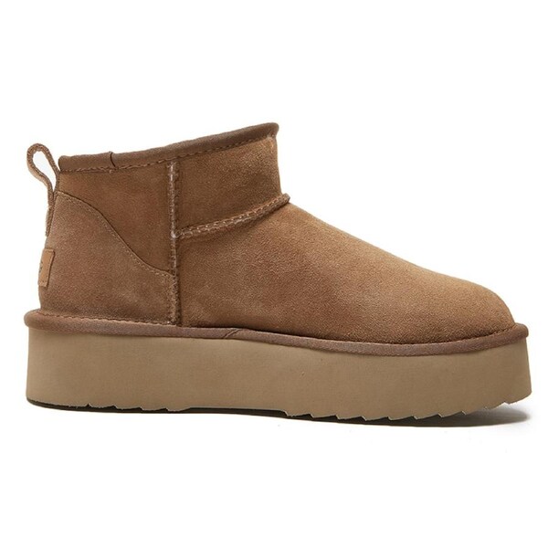 Yellow Earth Women's Classic Ultra Mini Platform Ugg Boots Chestnut Women's US 8