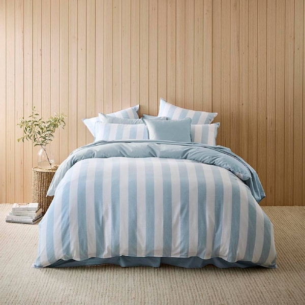 MyHouse Cotton Linen Quilt Cover Set - Pale Blue - Queen