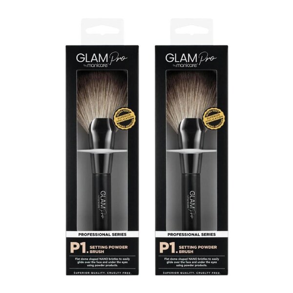Manicare Glam Pro P1 Setting Powder Brush – Professional Makeup Brush (2 Pack)