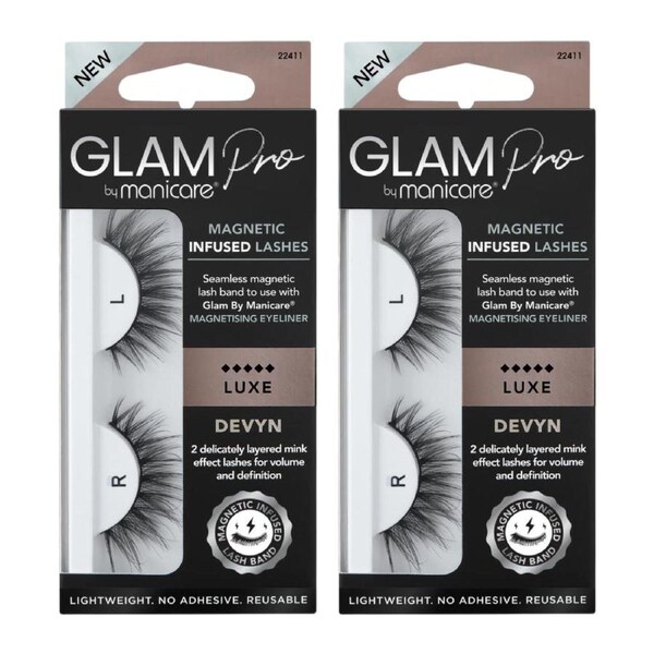Manicare Glam Pro Magnetic Infused Lashes Devyn Luxe Lightweight No Adhesive (2 Pack)