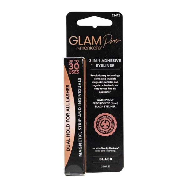 Manicare Glam Pro 3-in-1 Adhesive Eyeliner Black 3.5mL