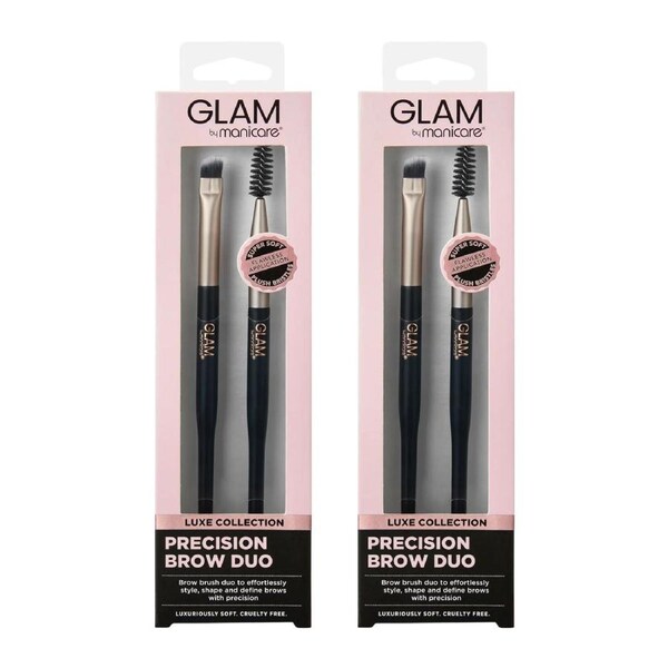 Manicare Glam Luxe Precision Brow Duo – Pack of 2 (4 Brushes)