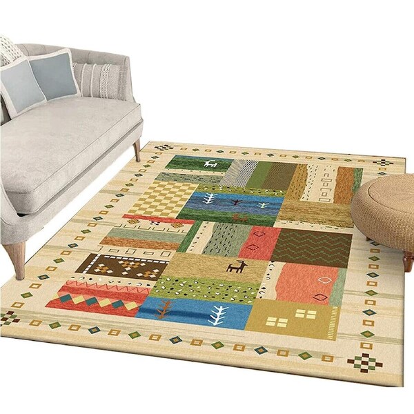 Easy Clean Floor Mat Rugs Soft Shaggy Rug Large Area Carpet Bedroom Living Room - Game Grid XL 200 x 290cm
