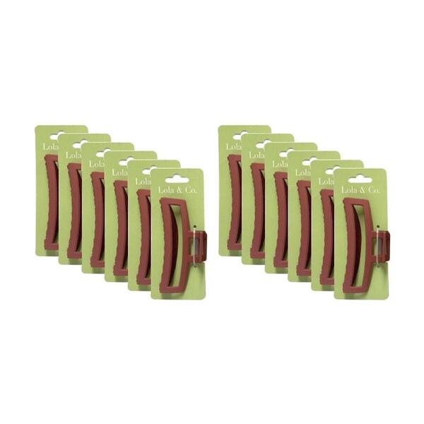 12PK Lola & Co Hair Claw Clip Women's Accessories Framed 12cm Assorted