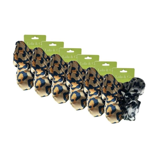 6x 2pc Lola & Co Animal Scrunchies Set Women's Hair Accessories Leopard Print