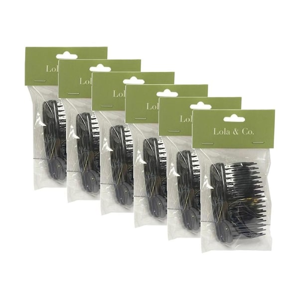 6x 4pc Lola & Co Plastic Hair Side Brush Combs Set Assorted