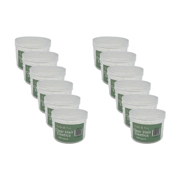 12x 500pc Lola & Co Elastic Hair Ties In Tub Women's Accessories Clear