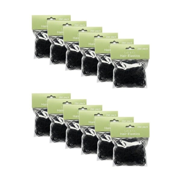 12x 250pc Lola & Co Elastic Hair Ties Set Women's Accessories Assorted