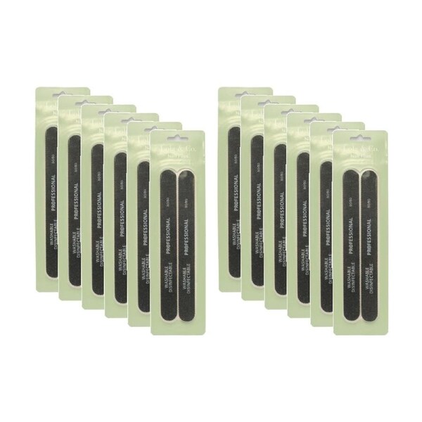 12PK Lola & Co Reusable Washable Disinfectable Nail File Buffer Set Black