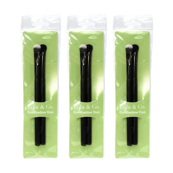 3x 2pc Lola & Co Small Duo Eyeshadow Set Makeup Accessory Brush Black