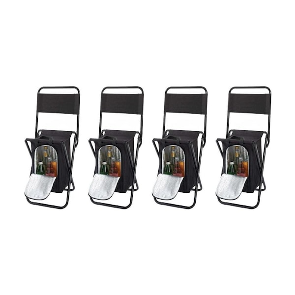 4PK Braz Portable Outdoor Camping Patio Folding Cooler Chair 76x34x33cm Black