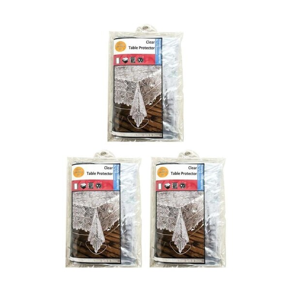3PK Braz PVC Dining Table Cover Spill & Stain Protector 130x180cm Clear